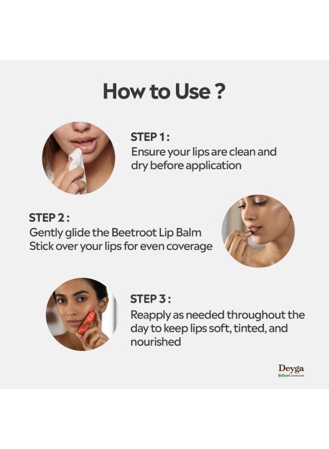 Deyga Beetroot Lip Balm stick (pack of 2) 5.5*2g | Tinted Lip Care | For Dry & Chapped Lips | For Pigmented Lips | For Women & Men - Image 4